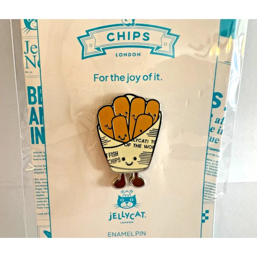 Jellycat Fish & Chips Cosy Chips Enamel Pin Selfridges London Exclusive Gift GWP